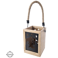 Mango Kerzenhalter 20 × 14 cm, Weihnachtskrippe, Mangoholz/Metall ORION 351839