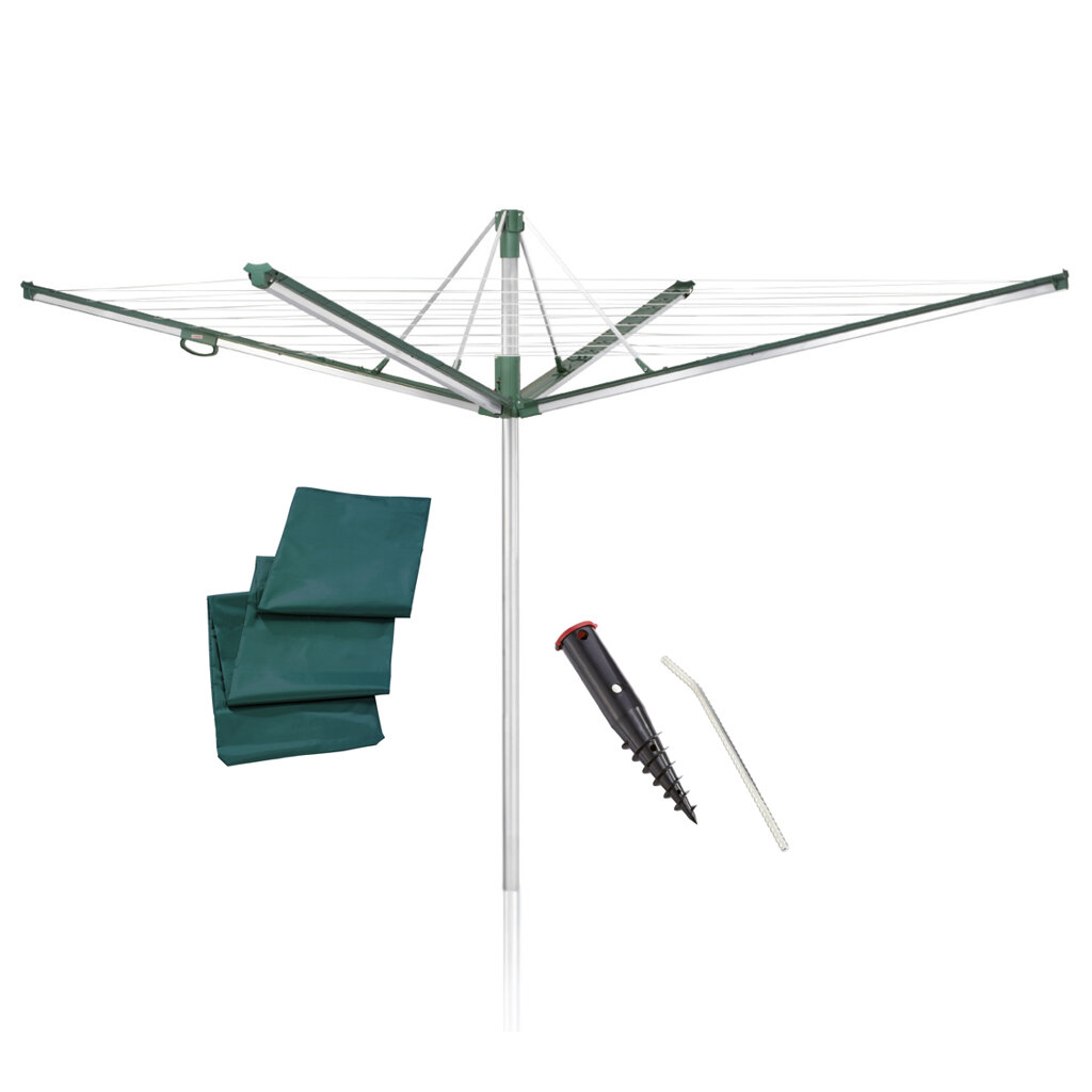 Linomatic 600 Plus Wäschespinne + Bodendübel + Schutzhülle LEIFHEIT Set