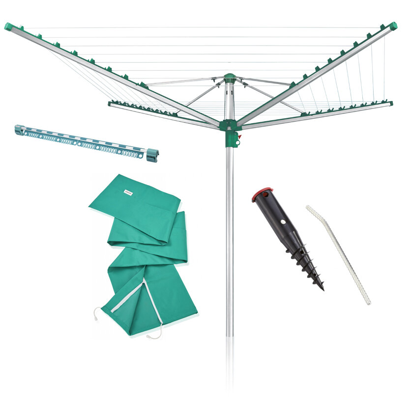Linomatic Easy 500 Wäschespinne + Bodendübel + Schutzhülle + EasyClip
