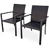 Wicker Pat Stapelbarer Gartenstuhl 2er-Set, Stahl/Polyrattan, dunkelbraun/schwarz NOELA LFN23-0006