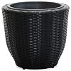 Hilversum Pflanzgefäß, Polyrattan/Metall/Kunststoff, schwarz NOELA 20052