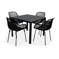 Garten-Essgruppe – Tisch Viking M + 4x Sessel Gaby, schwarz NOELA 34570498
