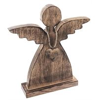 Engel mit Herz 19 x 6 x 29 cm, Mangoholz INDECOR X10560