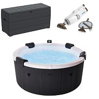 Denver Whirlpool F-DE066W, grau MSPA +  ProSpa Vac Pool-Bodensauger + Durabox Gartenbox 270 l