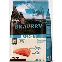 Dog PUPPY large/medium Hundefutter 12kg - Lachs BRAVERY 1004168