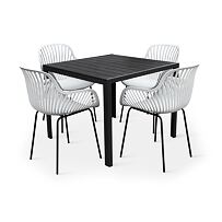 Garten-Essgruppe – Tisch Viking M + 4x Sessel Gaby, grau NOELA 34570497