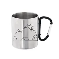Doppelwandiger Becher mit Karabiner, 0,35 l, Edelstahl, Bergmotiv ORION 112440