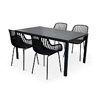 Garten-Essgruppe – Tisch Viking L + 4x Sessel Gaby, schwarz NOELA 34570501GCK
