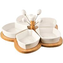 Whiteline Servierschalen mit Spießen und Tablett ORION 129201