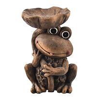 Rona Vogeltränke Frosch 25 x 21 x 39 cm, Keramik, Holzoptik INDECOR X14102