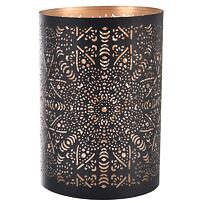 Mandala Windlicht 13 x 13 x 22 cm, Metall, schwarz/gold INDECOR X14025