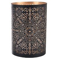 Mandala Windlicht 12 x 12 x 18 cm, Metall, schwarz/gold INDECOR X14026