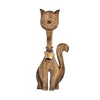 Katze mit Glöckchen 10 x 4 x 30 cm, Mangoholz INDECOR X13096