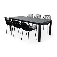 Garten-Essgruppe – Tisch Viking XL + 8x Sessel Gaby, schwarz NOELA 3457051182