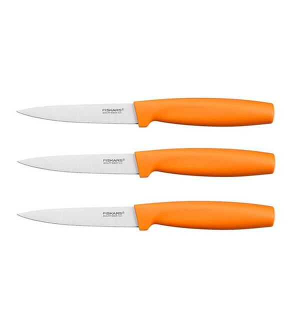 FISKARS Gemüsemesserset, 3-teilig, Härte: HRC 53, orange