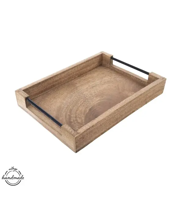 Mango Serviertablett 35,5 x 25,5 cm, Holz/Metall ORION 153880