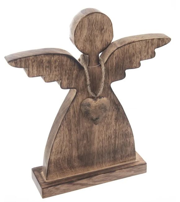 Engel mit Herz 19 x 6 x 29 cm, Mangoholz INDECOR X10560