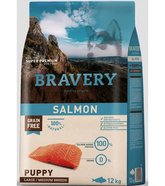 Dog PUPPY large/medium Hundefutter 12kg - Lachs BRAVERY 1004168
