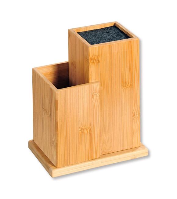Messerblock mit Behälter, 24 x 18,5 x 12,7 cm, Bambus/Kunststoff KESPER 58025