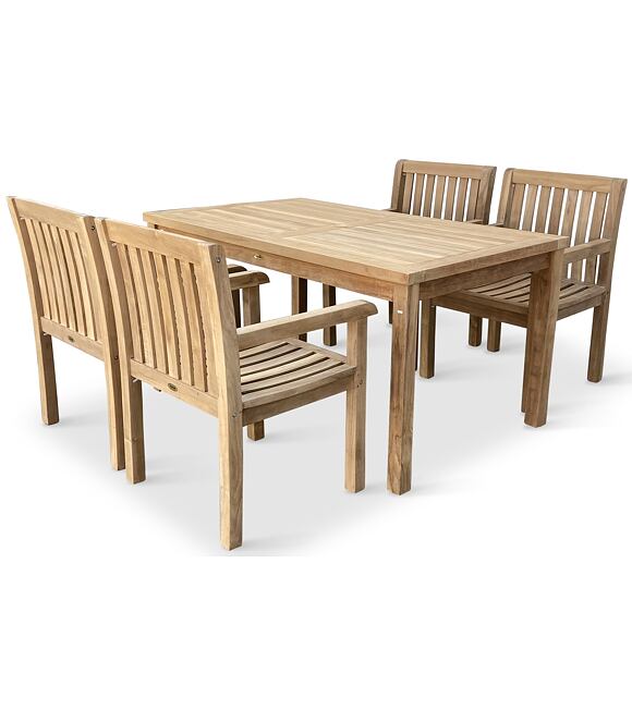Gartenmöbel aus Holz – Tisch Garden I + 4x Sessel Kingsbury, Teak NOELA 345917SETK14