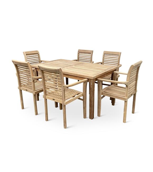 Gartenmöbel aus Holz – Tisch Garden I. + 6x Stuhl Stucking, Teak NOELA 3459176