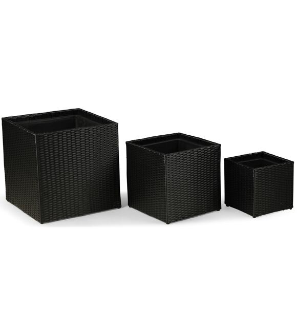 Orchid Pflanzgefäß 3er-Set, Polyrattan/Polypropylen, schwarz NOELA 3457071