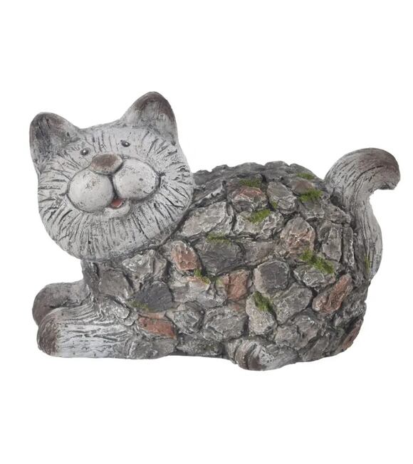 Ebi Katze 28 x 19 x 19 cm, Keramik, Steinmuster INDECOR X14118