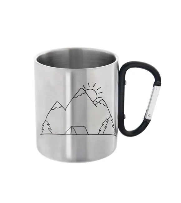 Doppelwandiger Becher mit Karabiner, 0,35 l, Edelstahl, Bergmotiv ORION 112440