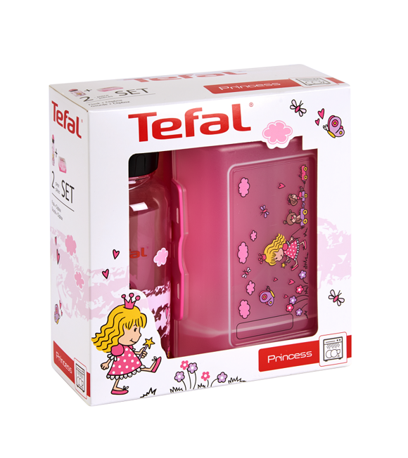 KIDS Set aus Brotbox und Trinkflasche 0,4 Liter Pink - Prinzessin Tefal K3169114