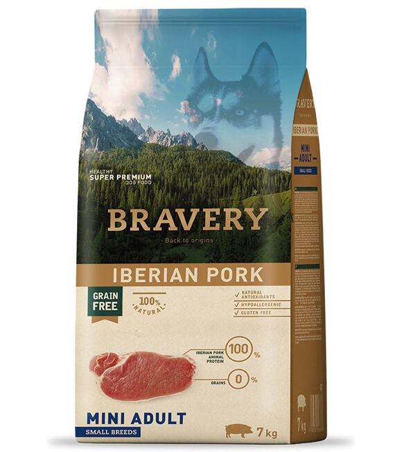 Dog ADULT mini Hundefutter 2kg - Iberisches Schweinefleisch BRAVERY 1003513