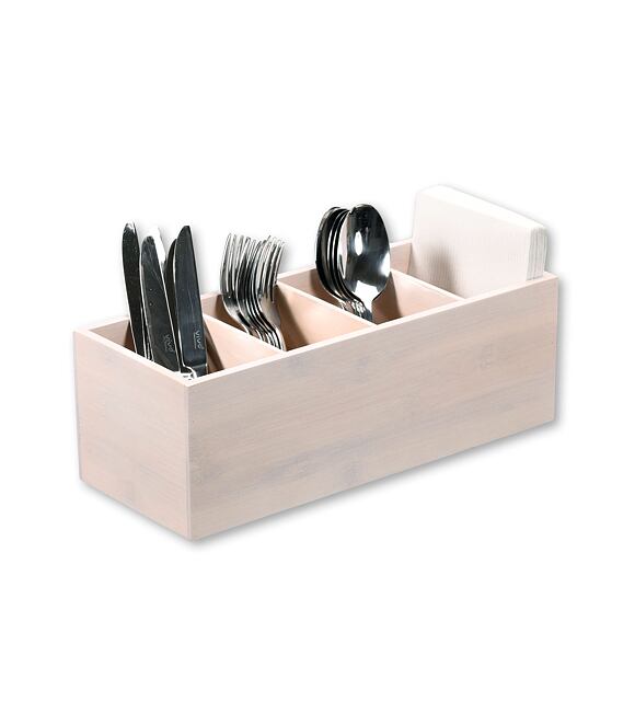 Besteckeinsatz, 35 x 12 x 14 cm, Bambus, weiß KESPER 57850