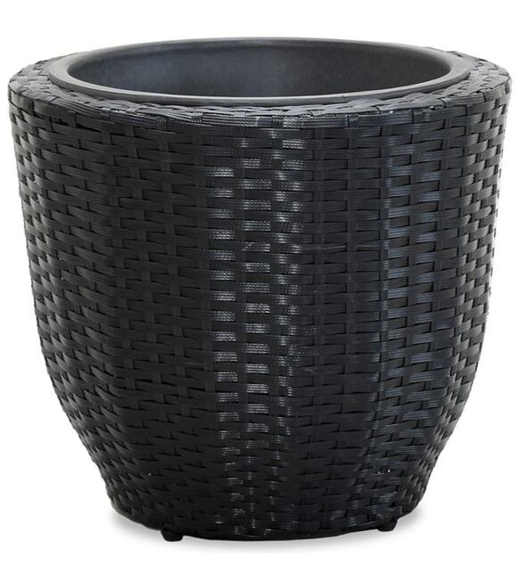 Hilversum Pflanzgefäß, Polyrattan/Metall/Kunststoff, schwarz NOELA 20052