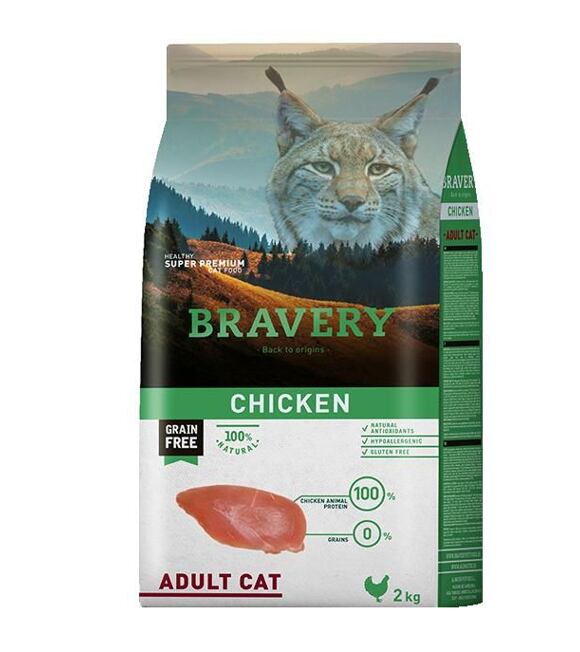 Cat ADULT Katzenfutter 2kg - Huhn BRAVERY 2100944