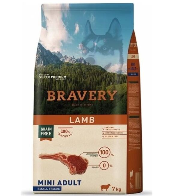 Dog ADULT mini Hundefutter 2kg - Lammfleisch BRAVERY 1003509