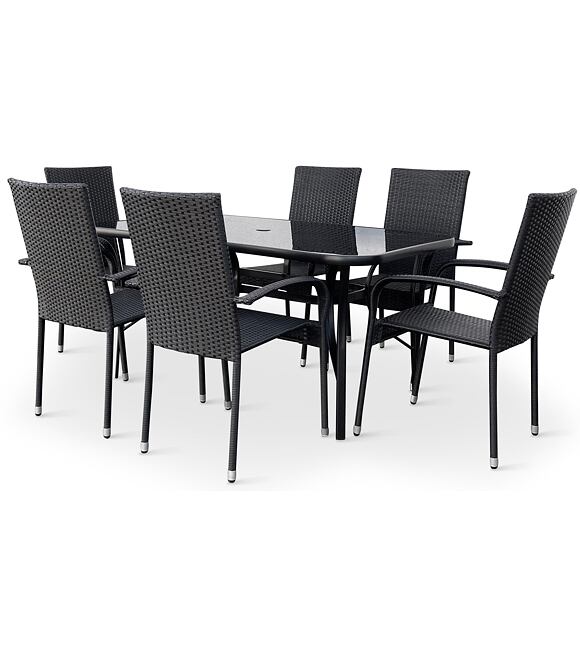 Garten-Essgruppe – Tisch Klaudie + 6x Stuhl Paris NOELA 34570888S6