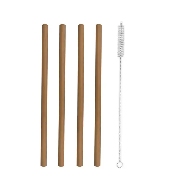 Trinkhalme mit Bürste, 20 cm, aus Bambus, 4 Stück ORION 151432