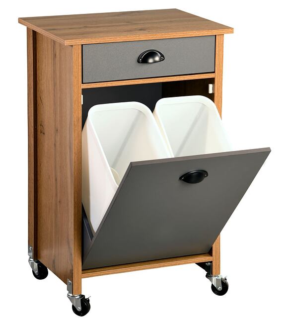 Küchenwagen mit Mülleimer, 50 x 79 x 37 cm, Eiche Dekor KESPER 25528