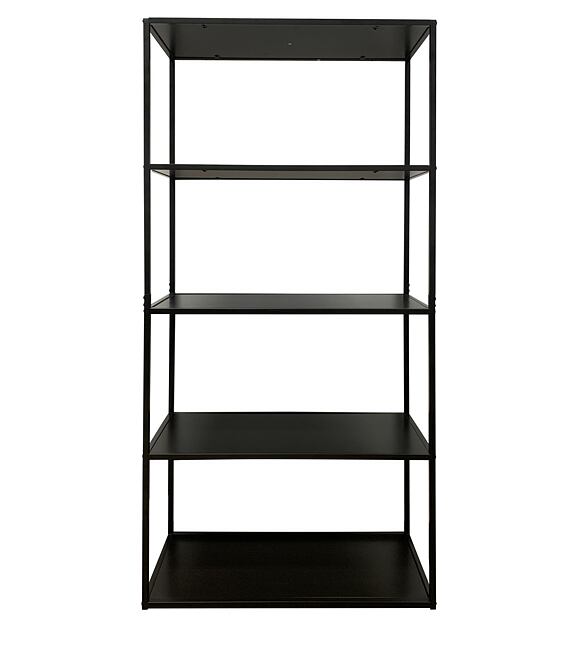 Metallregal mit fünf Regalböden, schwarz, 160 x 80 x 33 cm