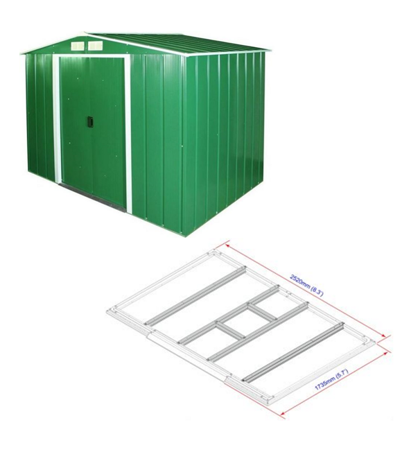 Titan Eco Gartenhaus 4,7 m² + Bodenprofile, grün DURAMAX 61161+57102