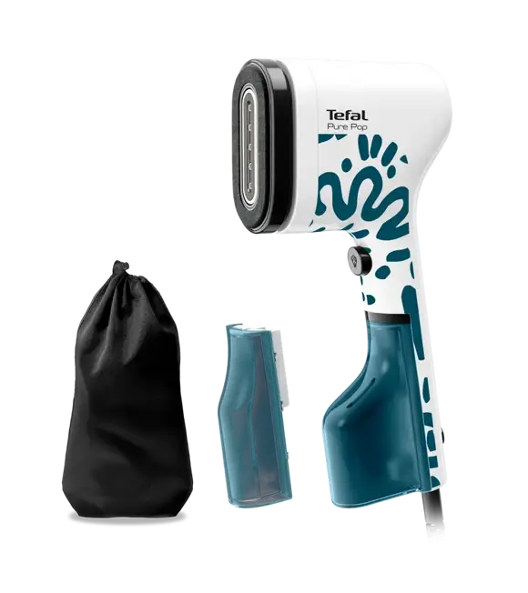 Pure POP Home & Travel Handdampfbürste für Kleidung, weiß/blau, TEFAL DT2040E1