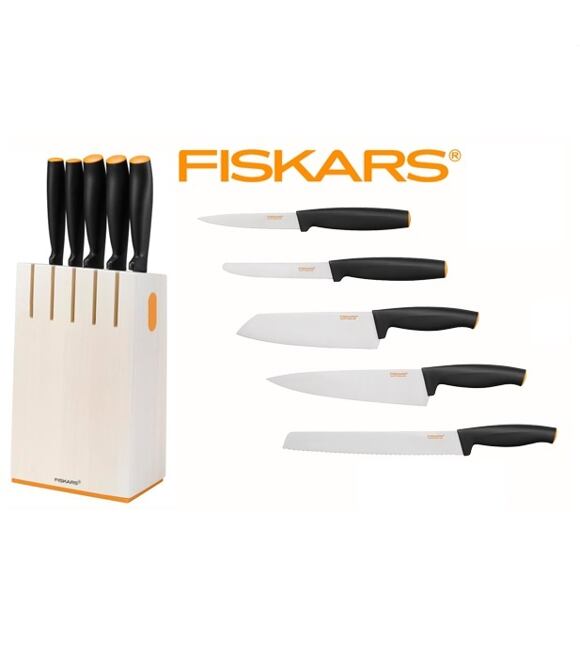 Fiskars 1014209 FF Messerblock mit 5 Messern, weiß