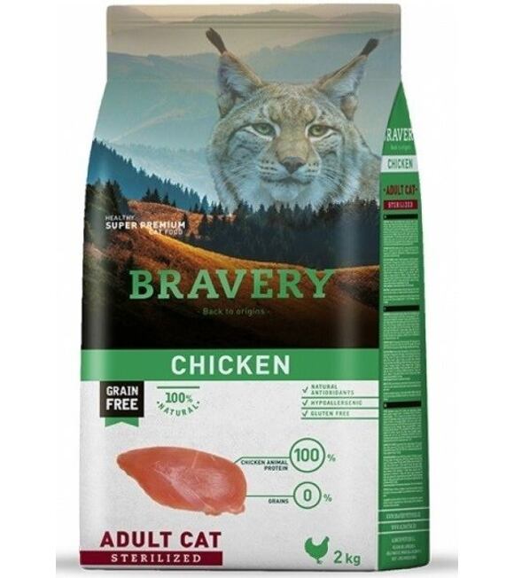 Cat STERILIZED Katzenfutter 2kg - Huhn BRAVERY 2100943