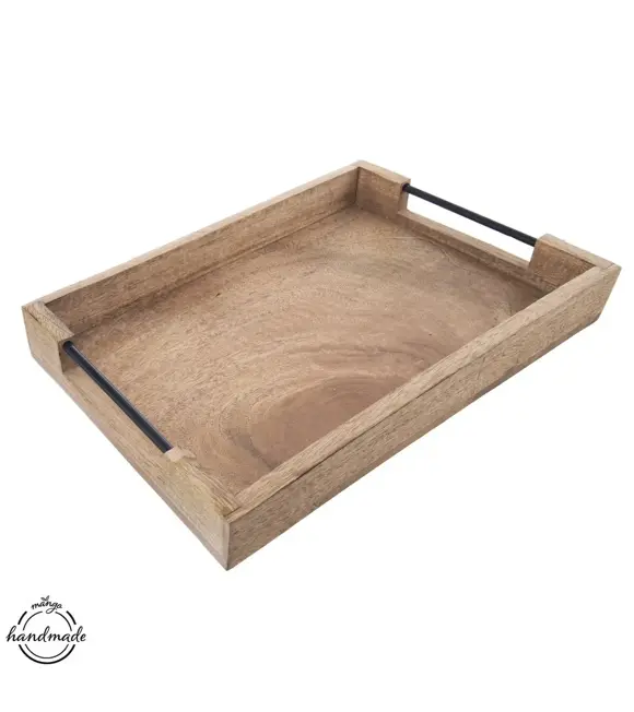 Mango Serviertablett 40,5 x 30 cm, Holz/Metall ORION 153881