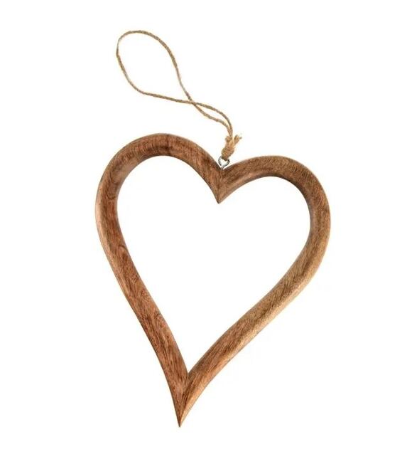 Hängendes Herz 13 x 2 x 15 cm, Mangoholz INDECOR X13089