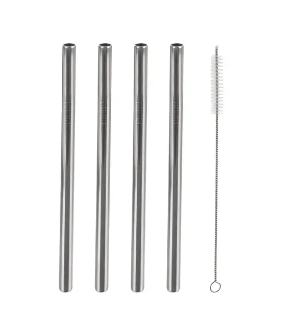 Smoothie-Trinkhalme mit Bürste, 21,5 cm, aus Edelstahl, 4 Stück ORION 151450
