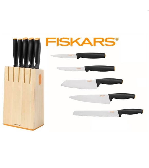 Messerblock aus Birkenholz  mit 5 Messern Functional Form Fiskars 1014211