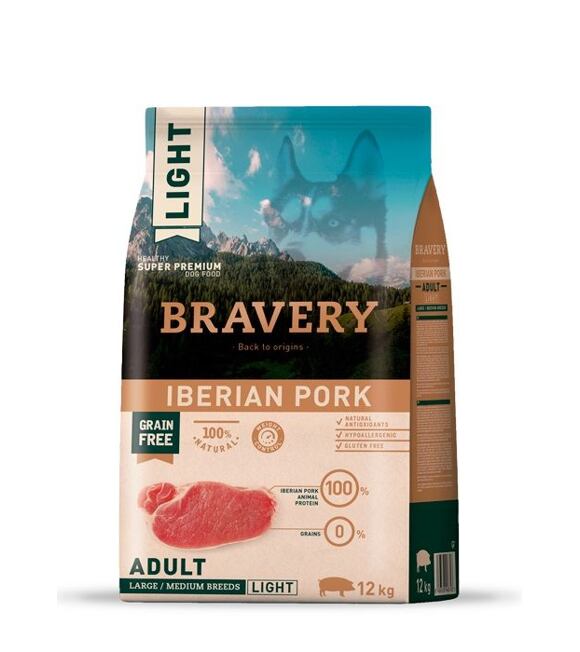 Dog ADULT large/medium Hundefutter 4kg - Iberisches Schweinefleisch BRAVERY 1003779