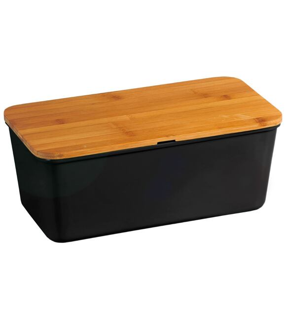 Brottablett mit Schneidebrett, 34 x 14 x 18 cm, Bambus/Kunststoff, schwarz KESPER 58091