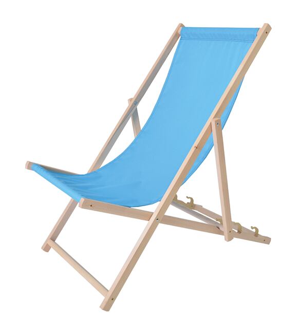 Bahama Polyester Liegestuhl aus Naturholz, blau ROJAPLAST 23210/13