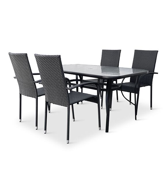 Garten-Essgruppe – Tisch Klaudie transparent + 4x Stuhl Paris NOELA 345708S3